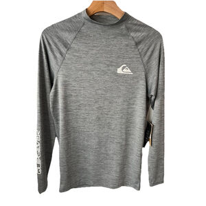 Quiksilver Boys Swim Shirt Gray Long Sleeve Rash Guard M 12-14